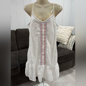Old Navy White and Red Embroidered Mini Dress